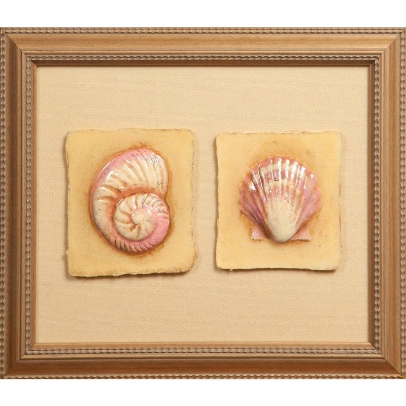 Cast Paper 'Nautilus & Scallop' 10x12 Indoor or Outdoor Option Available
