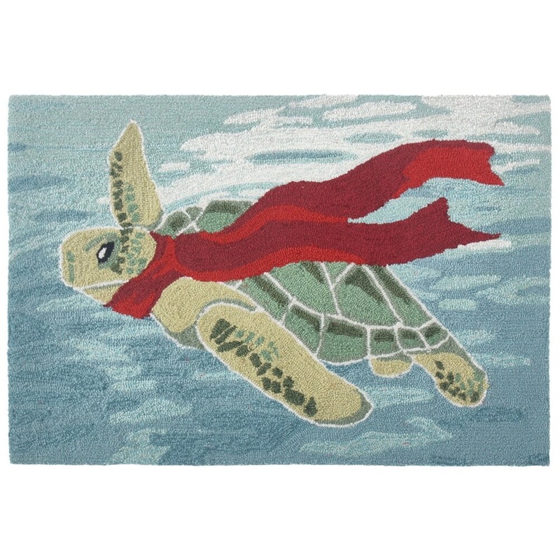 Liora Manne Frontporch Turtle Season Indoor/Outdoor Rug Ocean 24"X36"