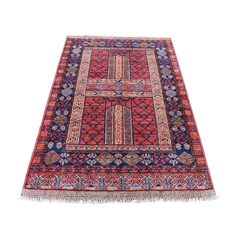 Shahbanu Rugs Afghan Ersari Pure Wool Hand-Knotted Oriental Rug (3'3" x 5'0") - 3'3" x 5'0"