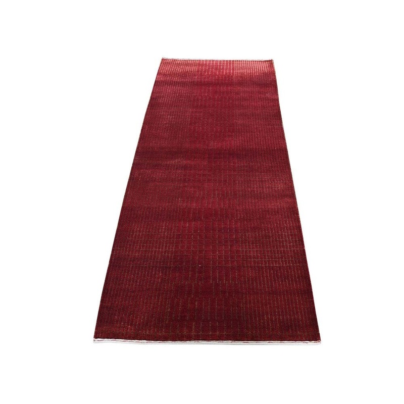 Shahbanu Rugs Hand-Knotted Wool and Silk Tone-on-Tone Red Nepali Runner Oriental Rug (2'4" x 6'7") - 2'4" x 6'7"