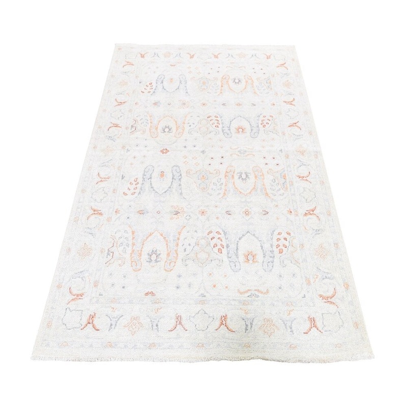 Shahbanu Rugs Ivory Antiqued Bijar Garus Peshawar Hand Knotted Oriental Rug (4'0" x 6'1") - 4'0" x 6'1"