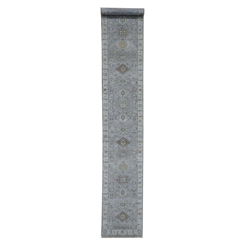 Shahbanu Rugs Karajeh Design Pure Wool Hand-Knotted Runner Oriental Rug (2'8" x 15'10") - 2'8" x 15'10"