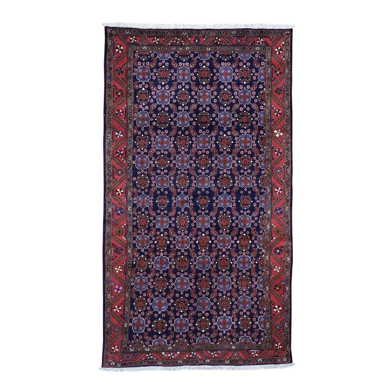 Shahbanu Rugs Navy Rossets Design Hand-Knotted Oriental Rug (5'0" x 8'9") - 5'0" x 8'9"