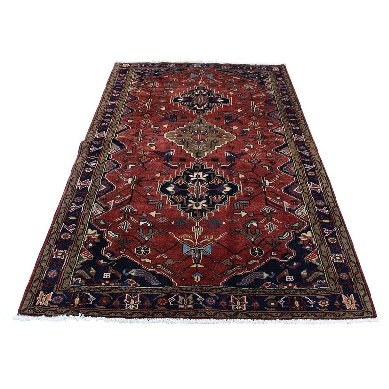 Shahbanu Rugs New Persian Hamadan Pure Wool Hand-Knotted Oriental Rug (4'3" x 6'8") - 4'3" x 6'8"