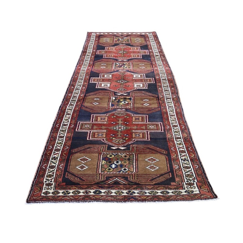 Shahbanu Rugs North East Persian Wide Runner Hand-Knotted Oriental Rug (3'4" x 11'3") - 3'4" x 11'3"