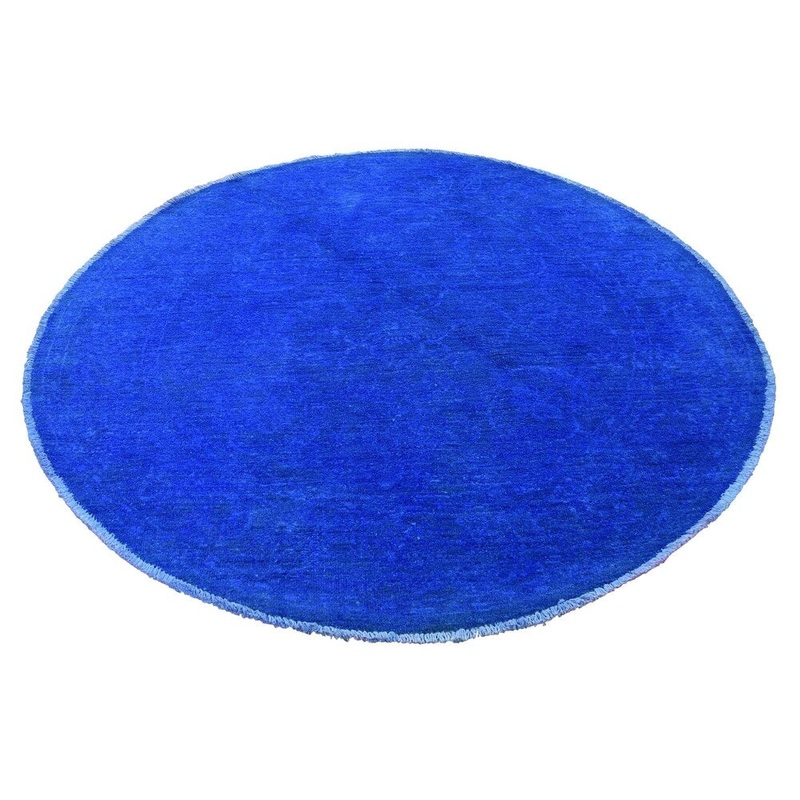 Shahbanu Rugs Overdyed Peshawar Pure Wool Round Hand Knotted Oriental Rug (4'2" x 4'2") - 4'2" x 4'2"