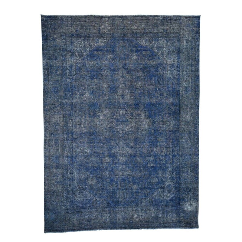 Shahbanu Rugs Overdyed Tabriz Hand-Knotted Oriental Pure Wool Rug (7'9" x 10'9") - 7'9" x 10'9"