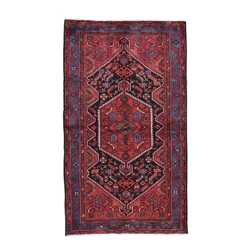 Shahbanu Rugs Red New Persian Mosel Pure Wool Hand-Knotted Oriental Rug (4'7" x 7'9") - 4'7" x 7'9"