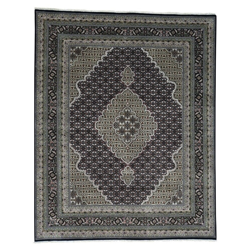 Shahbanu Rugs Wool and Silk Hand Knotted 250 Kpsi Tabriz Mahi Rug (8'0" x 10'0") - 8'0" x 10'0"