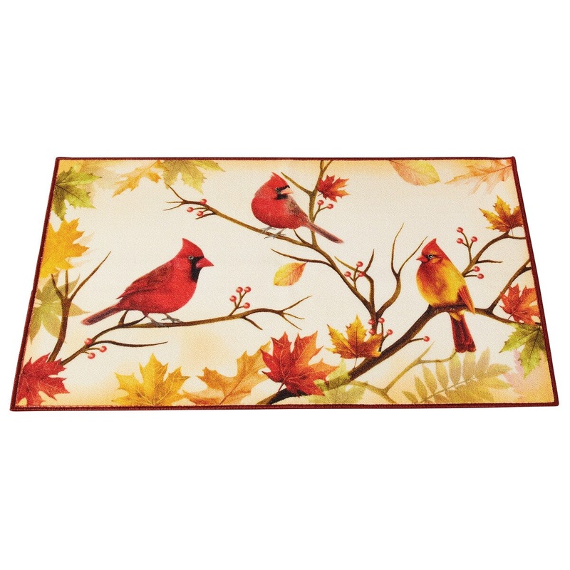 4-Foot Charming Skid-Resistant Cardinal Leaves Printed Rug - 27.750 x 3.500 x 3.380