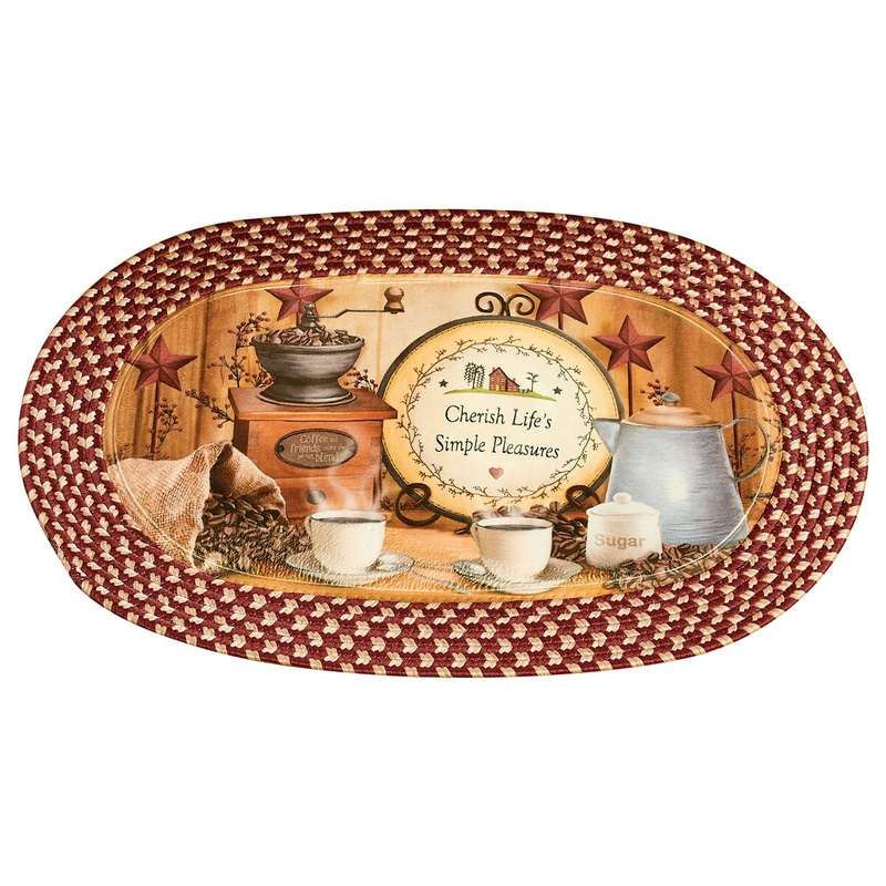 Charming Primitive Country Coffee Braided Rug - 30" x 19.5"