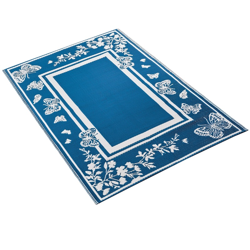 Reversible Butterfly Border Outdoor Patio Mat - 72x48 - 72" x 48"