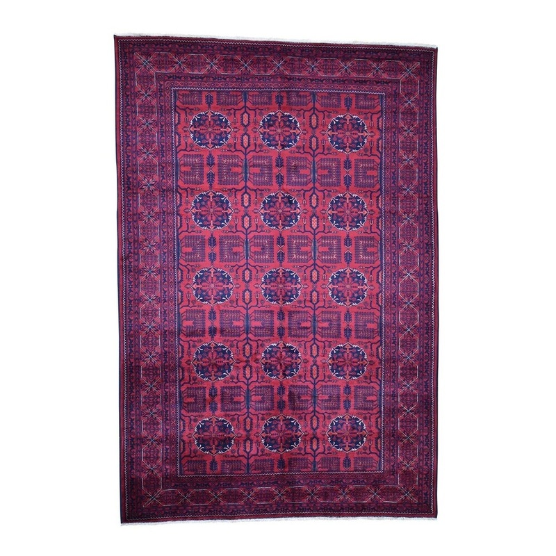 Shahbanu Rugs Afghan Khamyab Dense Weave Silky Wool Hand Knotted Oriental Rug (6'8" x 9'9") - 6'8" x 9'9"