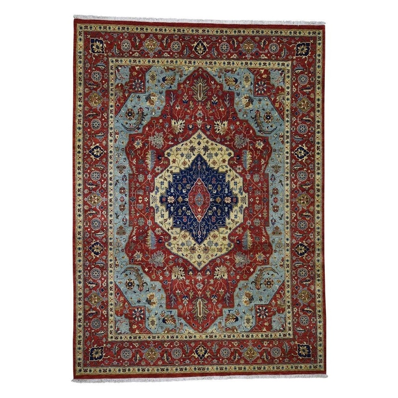 Shahbanu Rugs Antiqued Heriz Re-creation Hand Knotted Pure Wool Hand-Knotted Rug (8'9" x 12'0") - 8'9" x 12'0"