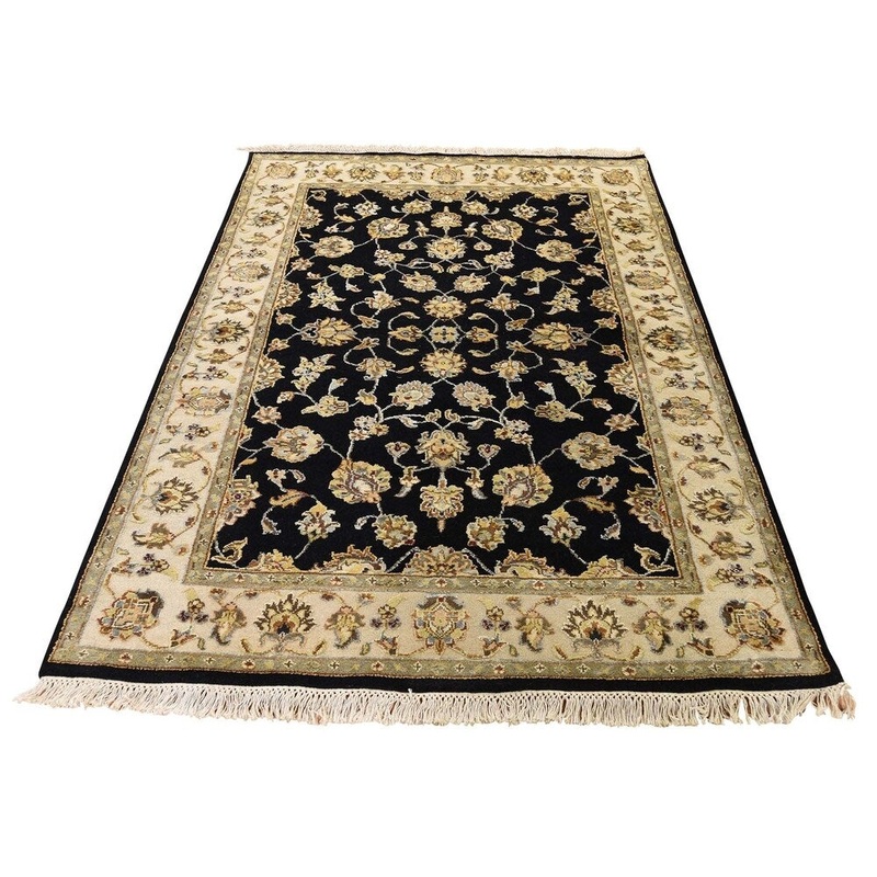Shahbanu Rugs Hand-Knotted Half Wool & Half Silk Rajasthan Oriental Rug (4'1" x 6'0") - 4'1" x 6'0"