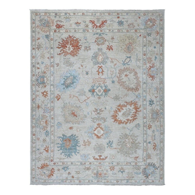 Shahbanu Rugs Ivory Oushak Hand Knotted Soft Silky Wool Oriental Rug (9'0" x 11'0") - 9'0" x 11'0"