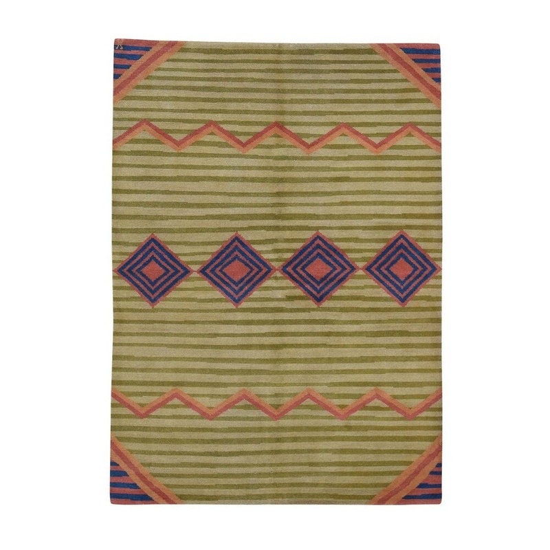 Shahbanu Rugs Modern Tribal and Geometric Hand Knotted Pure Wool Rug (5'0" x 7'0") - 5'0" x 7'0"