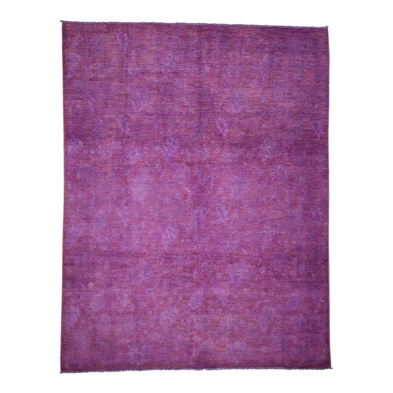 Shahbanu Rugs Overdyed Peshawar Pure Wool Hand Knotted Oriental Rug (7'9" x 10'0") - 7'9" x 10'0"