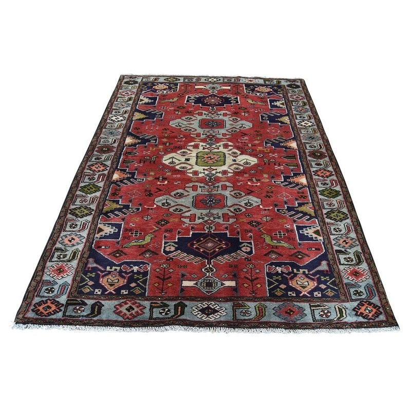 Shahbanu Rugs Pure Wool Hand-Knotted New Persian Hamadan Oriental Rug (4'4" x 6'5") - 4'4" x 6'5"