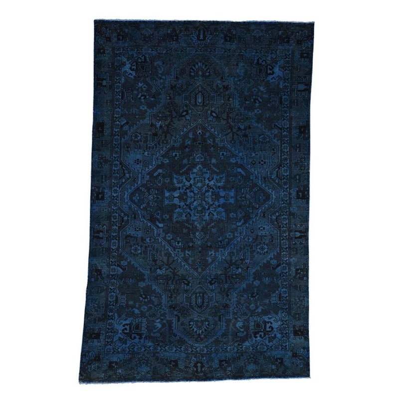 Shahbanu Rugs Vintage Overdyed Persian Bakhtiari Hand Knotted Wide Runner Rug (6'4" x 9'9") - 6'4" x 9'9"