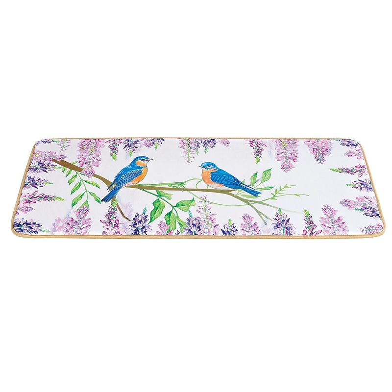 Spring Bluebirds On Branches Skid-Resistant Runner Rug - 20" x 48"