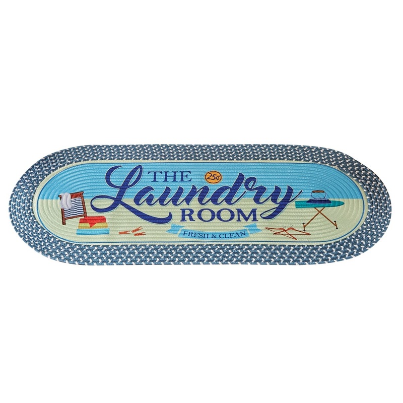 "The Laundry Room - Fresh and Clean" Braided Oval Runner Rug - 20" x 48"